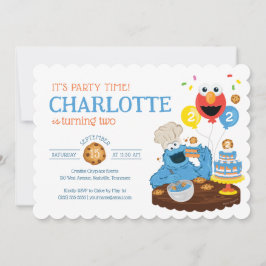 Sesame Street | Cookie Monster Födelselsekstårta Inbjudningar