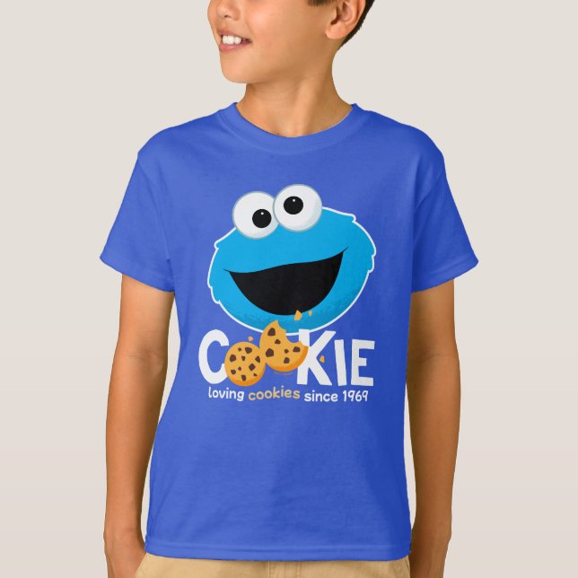 Sesame Street | Cookie Monster Loving Cookies T Shirt (Framsida)
