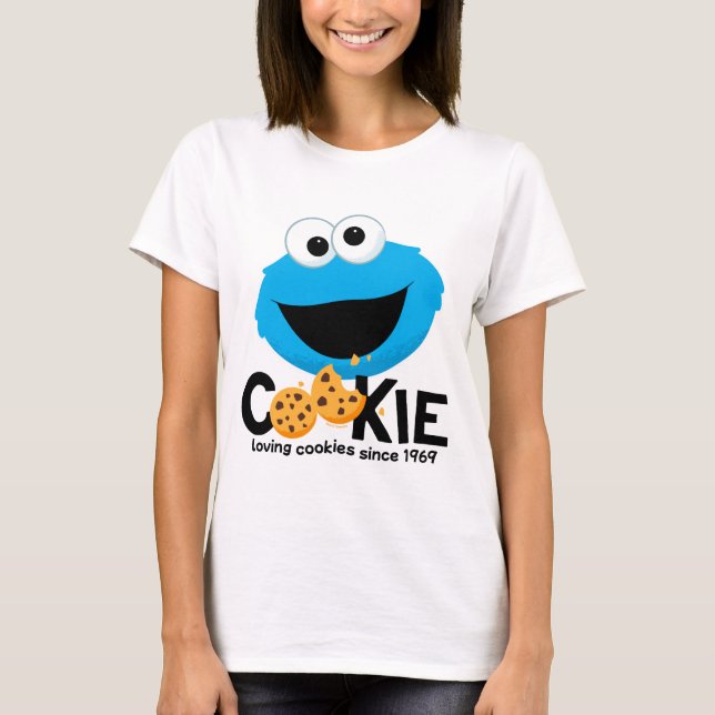 Sesame Street | Cookie Monster Loving Cookies T Shirt (Framsida)