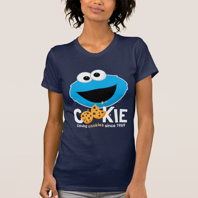 Sesame Street | Cookie Monster Loving Cookies T Shirt (Framsida)