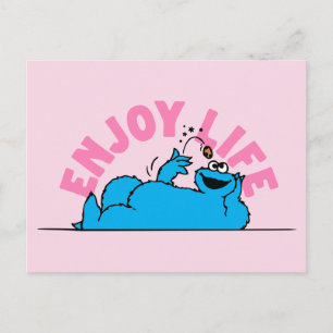 Sesame Street Cookie Monster Njut av livet Vykort