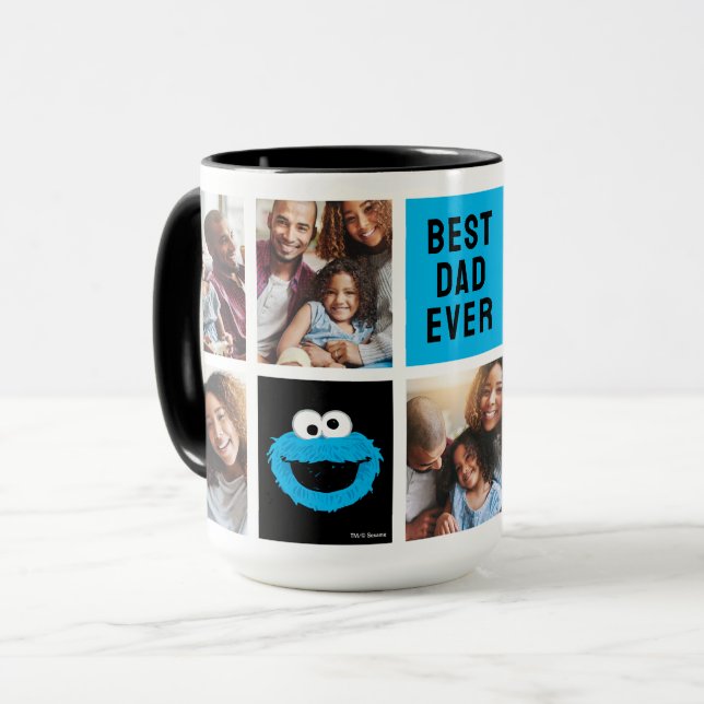 Sesame Street Cookie Monster | Pappa Photo Collage Mugg (Framsida vänster)