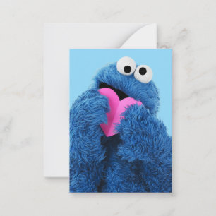Sesame Street Cookie Monster Rosa hjärta Anteckningskort
