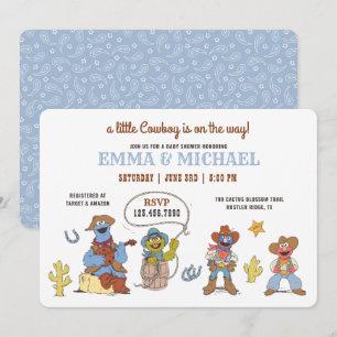 Sesame Street Cowboy Baby Shower Inbjudningar