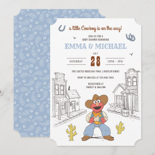 Sesame Street Cowboy Elmo Baby Shower Inbjudningar