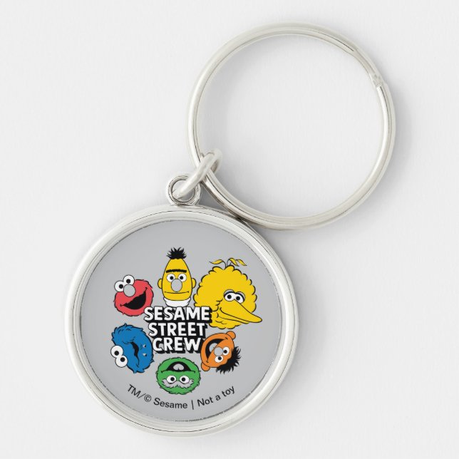 Sesame Street Crew Rund Silverfärgad Nyckelring (Framsidan)