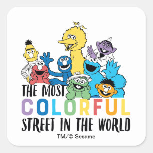 Sesame Street Den mest färgglada gatan Fyrkantigt Klistermärke