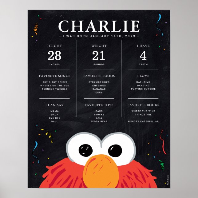Sesame Street - Elmo | 1:a födelsedagsmilstolpen Poster (Framsidan)