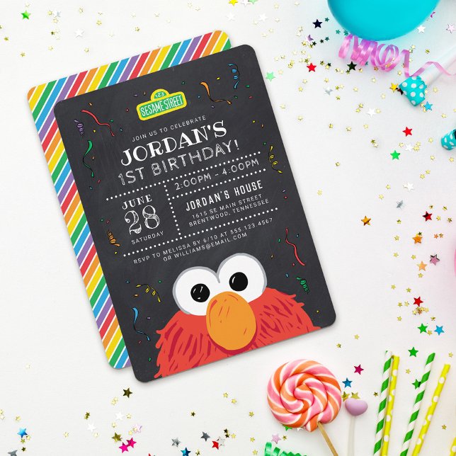 Sesame Street | Elmo Birthday Chalkboard Inbjudningar (Skapare uppladdad)