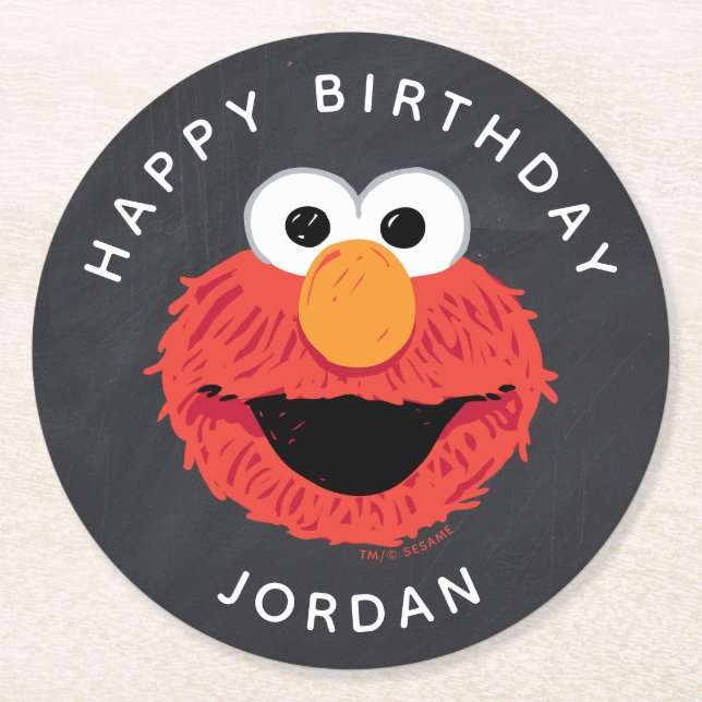Sesame Street | Elmo Birthday Chalkboard Underlägg Papper Rund (Framsidan)