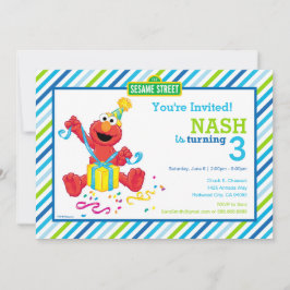 Sesame Street | Elmo - Boys Birthday Stripe Invit Inbjudningar
