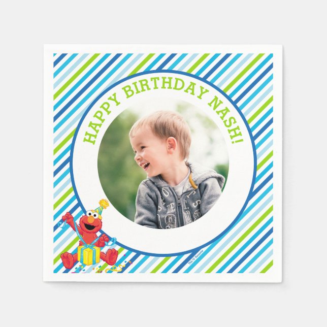 Sesame Street | Elmo - Boys Birthday Stripe Pappersservett (Framsidan)