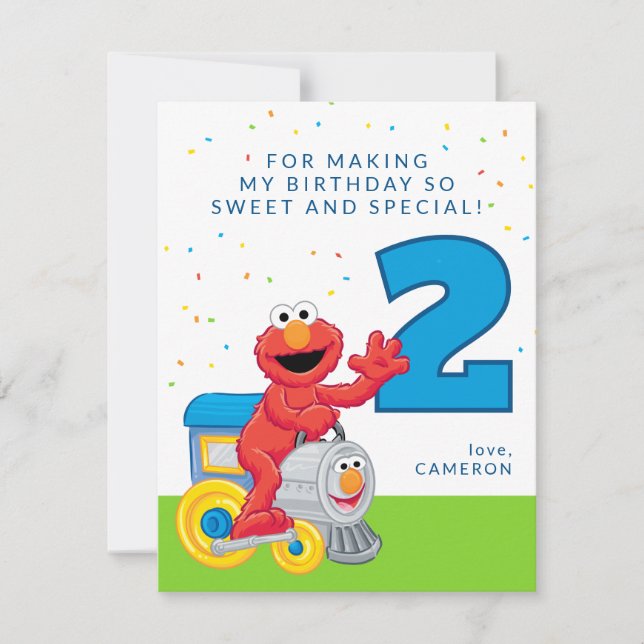 Sesame Street Elmo Chugga Chugga Two Two Födelseda Tack Kort (Framsida)