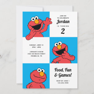 Sesame Street - Elmo Colorblock Birthday Inbjudningar