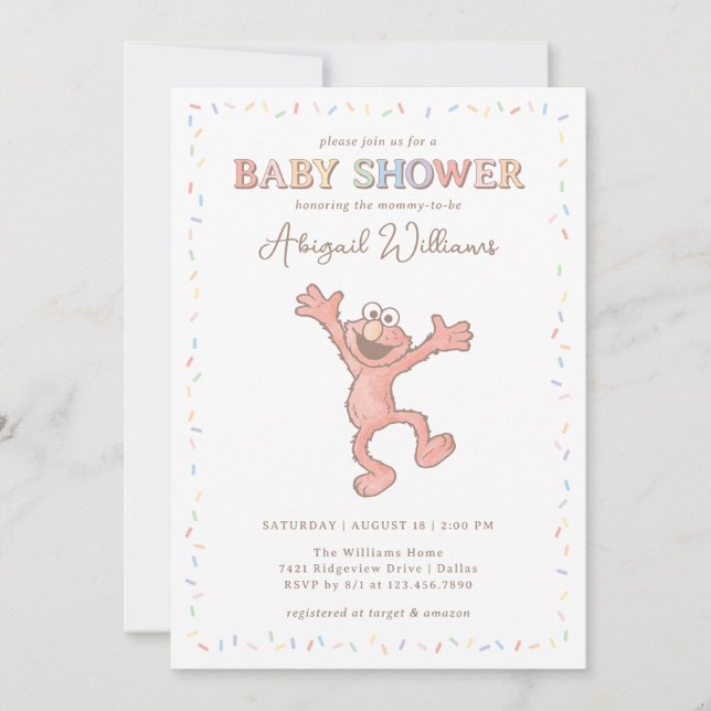 Sesame Street Elmo Confetti Baby Shower Inbjudningar (Framsida)