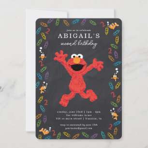 Sesame Street Elmo Crayon Birthday Inbjudningar
