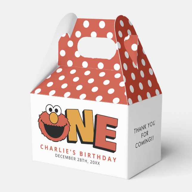 Sesame Street | Elmo - First Birthday Favor Boxes Presentaskar (Framsidan Sidan)