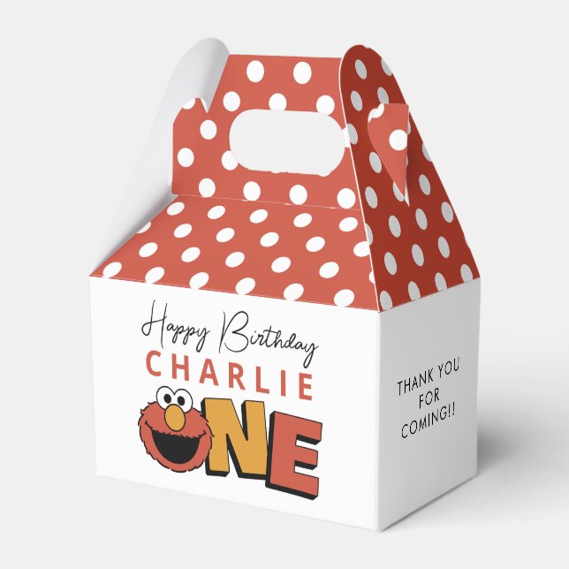 Sesame Street | Elmo - First Birthday Favor Boxes Presentaskar (Framsidan Sidan)