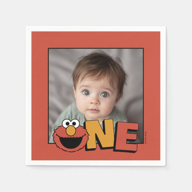 Sesame Street | Elmo - First Birthday Napkins Pappersservett (Framsidan)