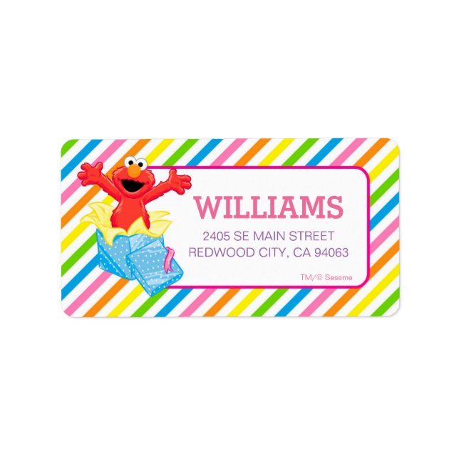 Sesame Street | Elmo Girls Rainbow Stripe Adressetikett (Framsidan)