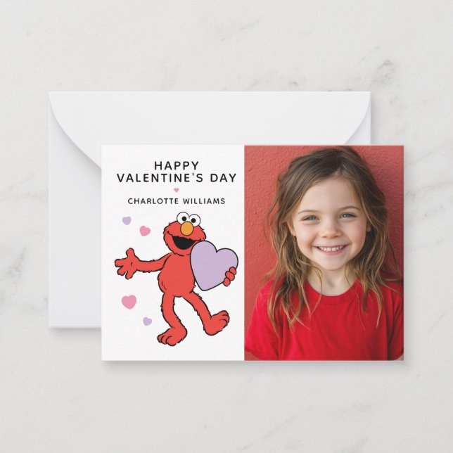 Sesame Street | Elmo Heart Photo Valentine Anteckningskort (Framsida)