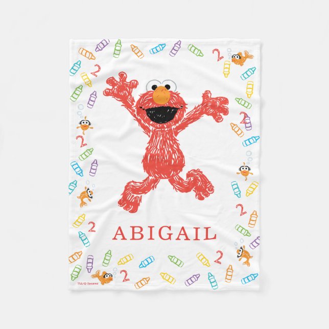 Sesame Street Elmo | Krita födelsedag Fleecefilt (Framsidan)