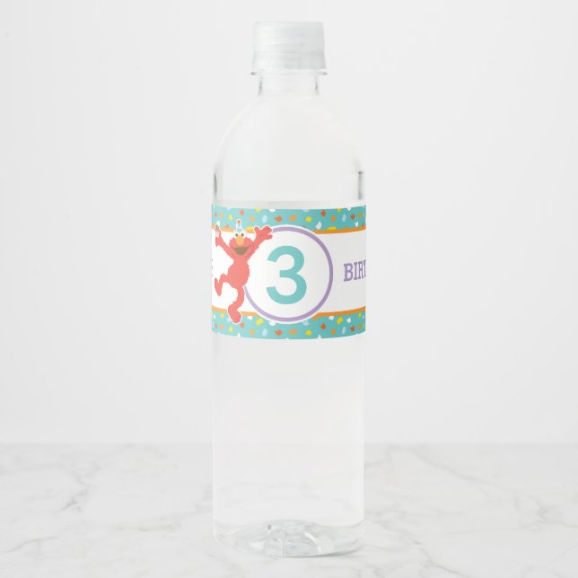 Sesame Street | Elmo - Kupaka och Konfetti-födelse Vattenflaskor Etikett (Framsida)