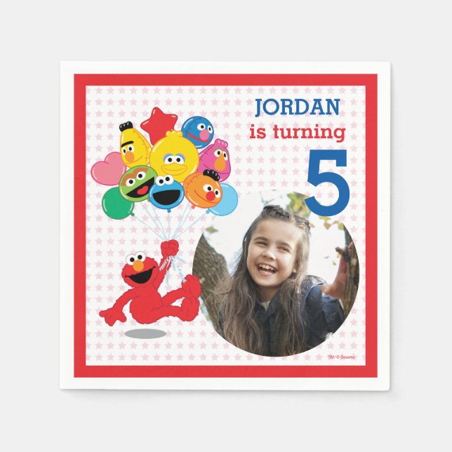 Sesame Street | Elmo och Pals - Födelsedagsballong Pappersservett (Framsidan)