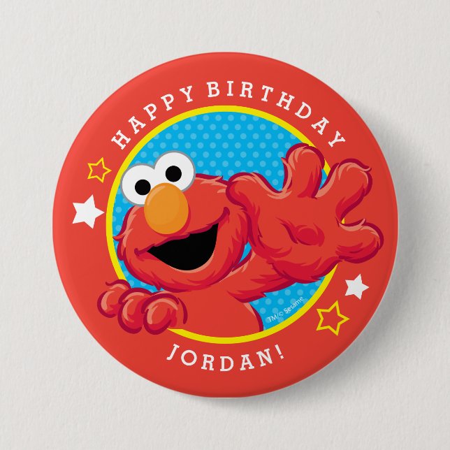 Sesame Street | Elmo - Polka Dot & Stars Birthday Knapp (Framsida)