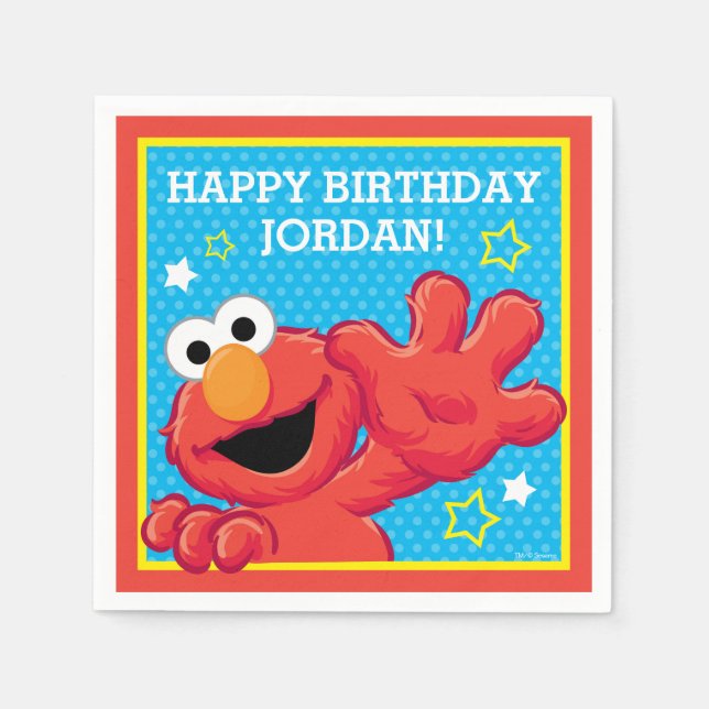 Sesame Street | Elmo - Polka Dot & Stars Birthday Pappersservett (Framsidan)