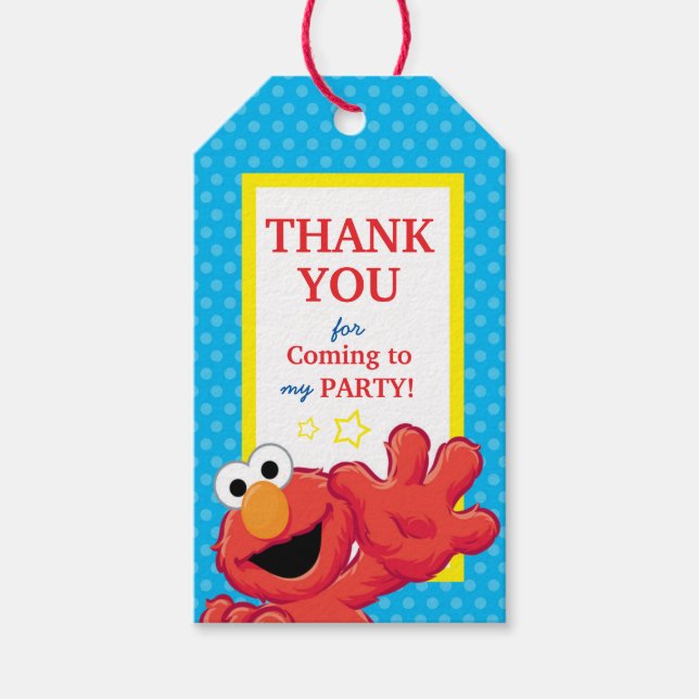 Sesame Street | Elmo - Polka Dot & Stars Birthday Presentetikett (Framsidan)