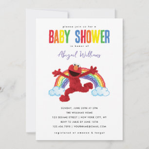 Sesame Street - Elmo Rainbow Baby Shower Inbjudningar