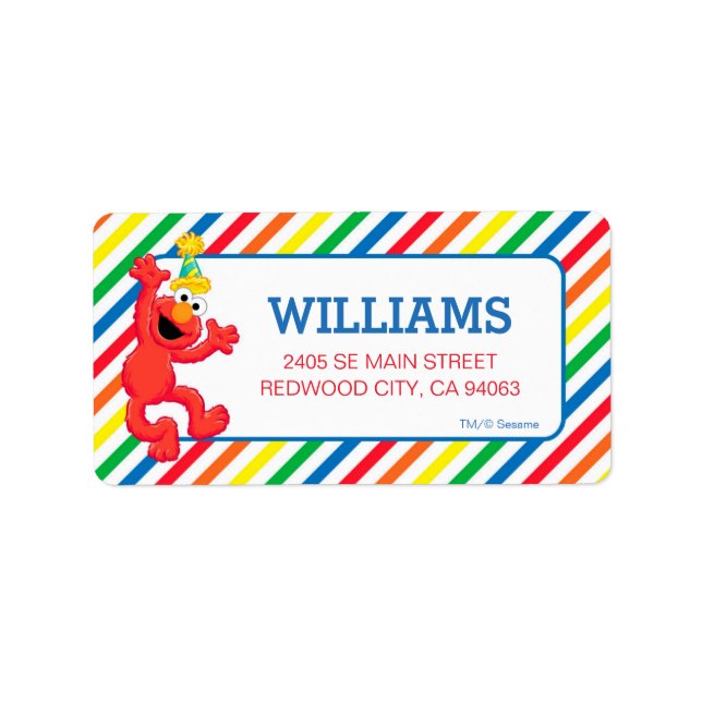 Sesame Street | Elmo - Rainbow Birthday Adressetikett (Framsidan)