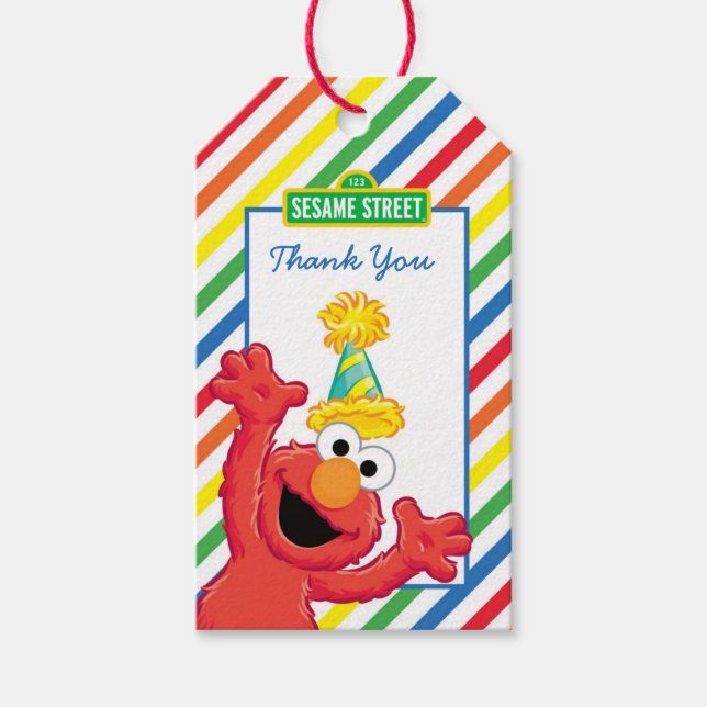 Sesame Street | Elmo - Rainbow Birthday Tack Presentetikett (Framsidan)