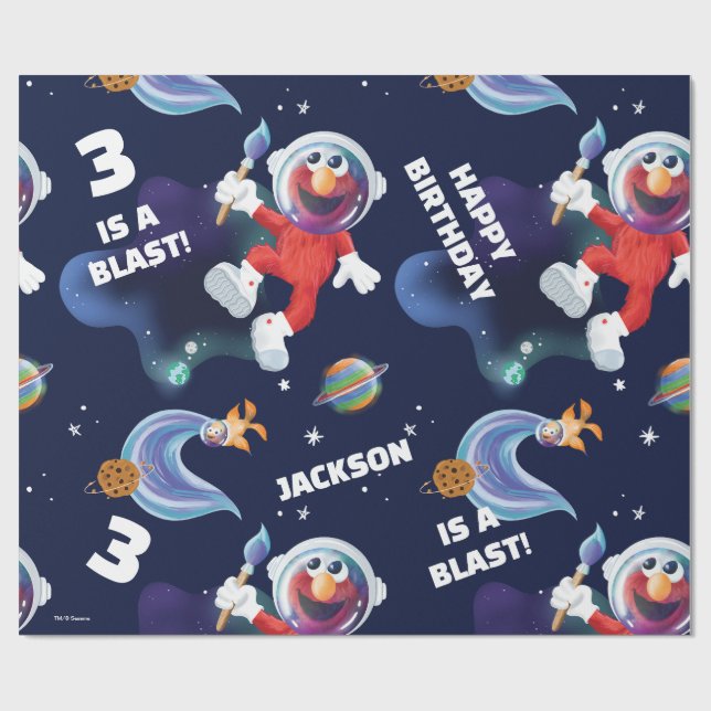 Sesame Street Elmo Rymden Birthday Mönster Presentpapper (Platt)