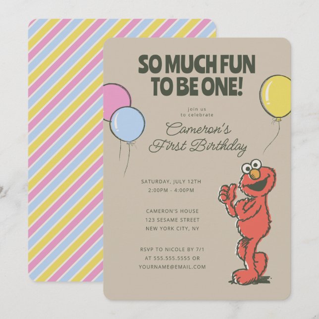 Sesame Street Elmo så mycket Roligt att vara en fö Inbjudningar (Fram/baksida)