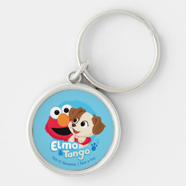 Sesame Street | Elmo & Tango Badge Rund Silverfärgad Nyckelring (Framsidan)
