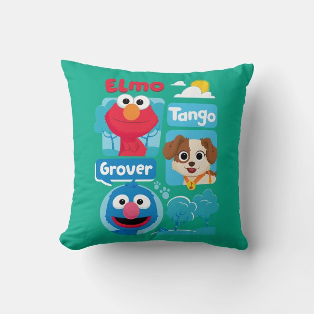 Sesame Street | Elmo, Tango & Grover Park-grafik Kudde (Framsida)