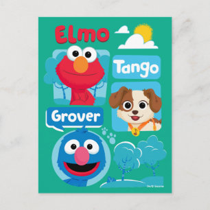 Sesame Street Elmo, Tango, & Grover Park-grafik Vykort