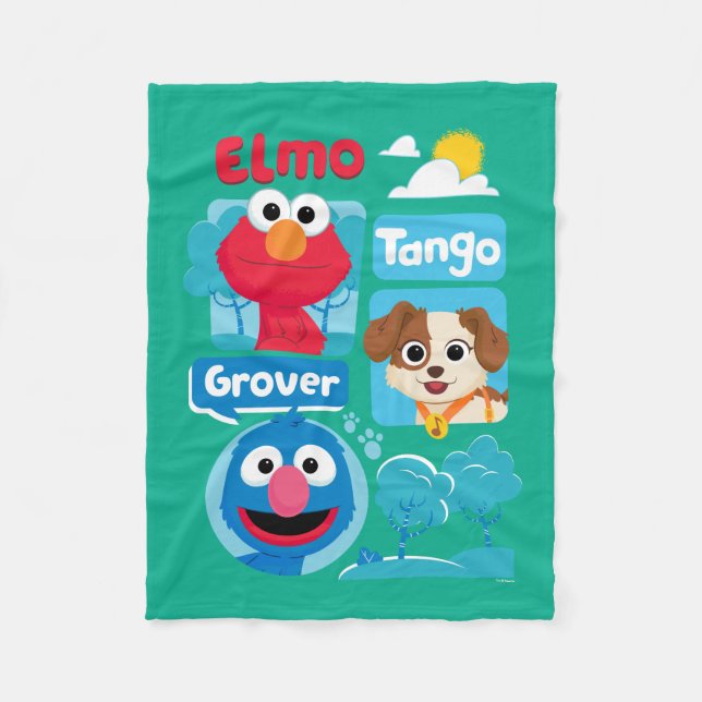 Sesame Street | Elmo, Tango och Grover Park Graphi Fleecefilt (Framsidan)