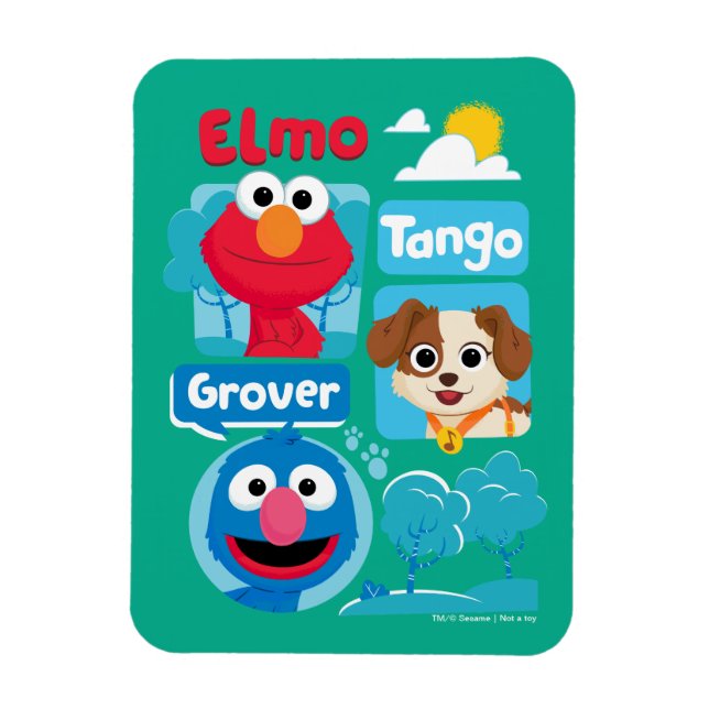 Sesame Street | Elmo, Tango och Grover Park Graphi Magnet (Vertikal)