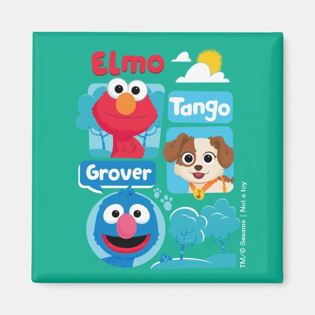 Sesame Street | Elmo, Tango och Grover Park Graphi Magnet (Framsidan)