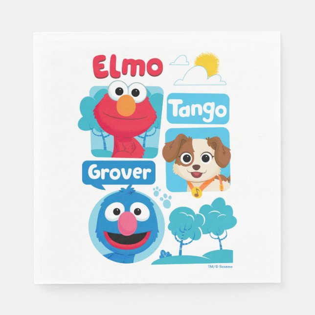 Sesame Street | Elmo, Tango och Grover Park Graphi Pappersservett (Framsidan)