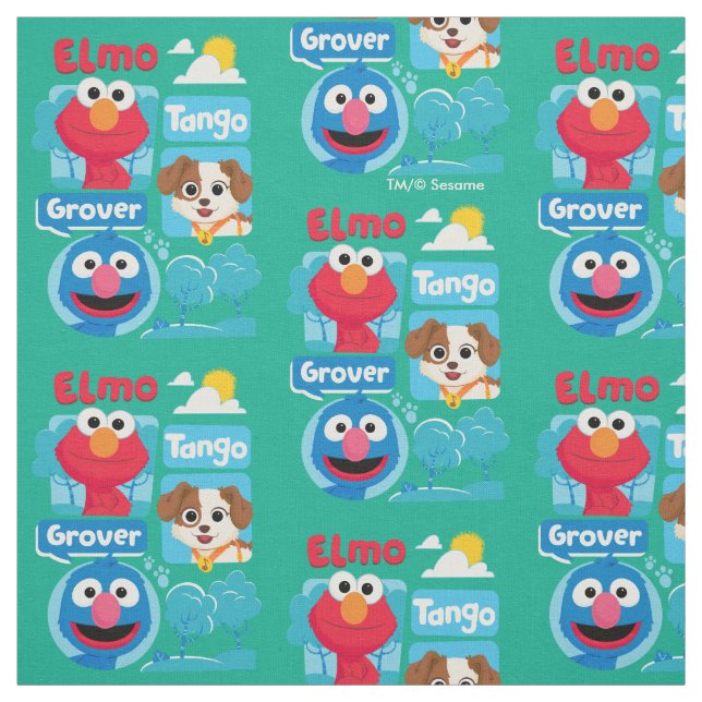 Sesame Street | Elmo, Tango och Grover Park Graphi Tyg (Provkarta)