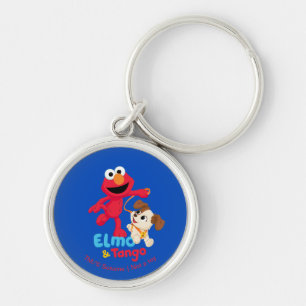 Sesame Street Elmo & Tango Running Rund Silverfärgad Nyckelring