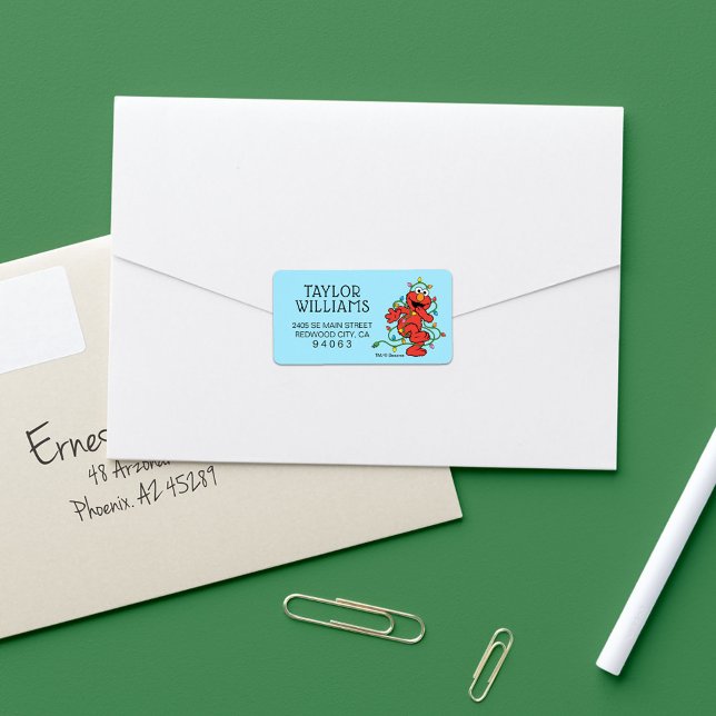 Sesame Street | Elmos julbelysning Adressetikett (Label on envelope)