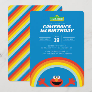 Sesame Street Elmos regnbågsfödelsedag Inbjudningar