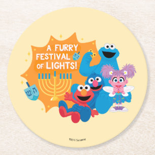 Sesame Street En Hårig-festival av Ljus! Underlägg Papper Rund