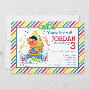 Sesame Street   Ernie Striped Birthday Inbjudningar