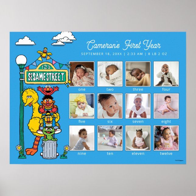 Sesame Street-figurer & gatuskylt Poster (Framsidan)